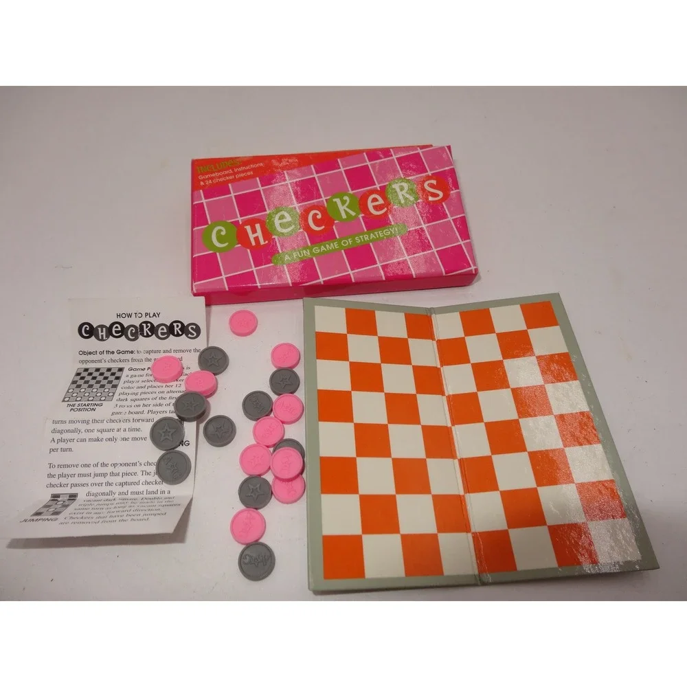 American Girl Doll Checkers Game Set Pink Grey Board Pieces 0743CTP2